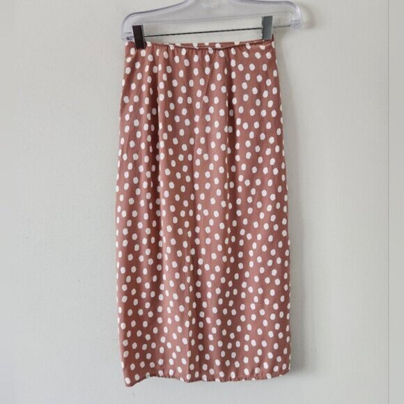 ABERCROMBIE & FITCH | Polka dot skirt front slit brown sz XS - Picture 2 of 5